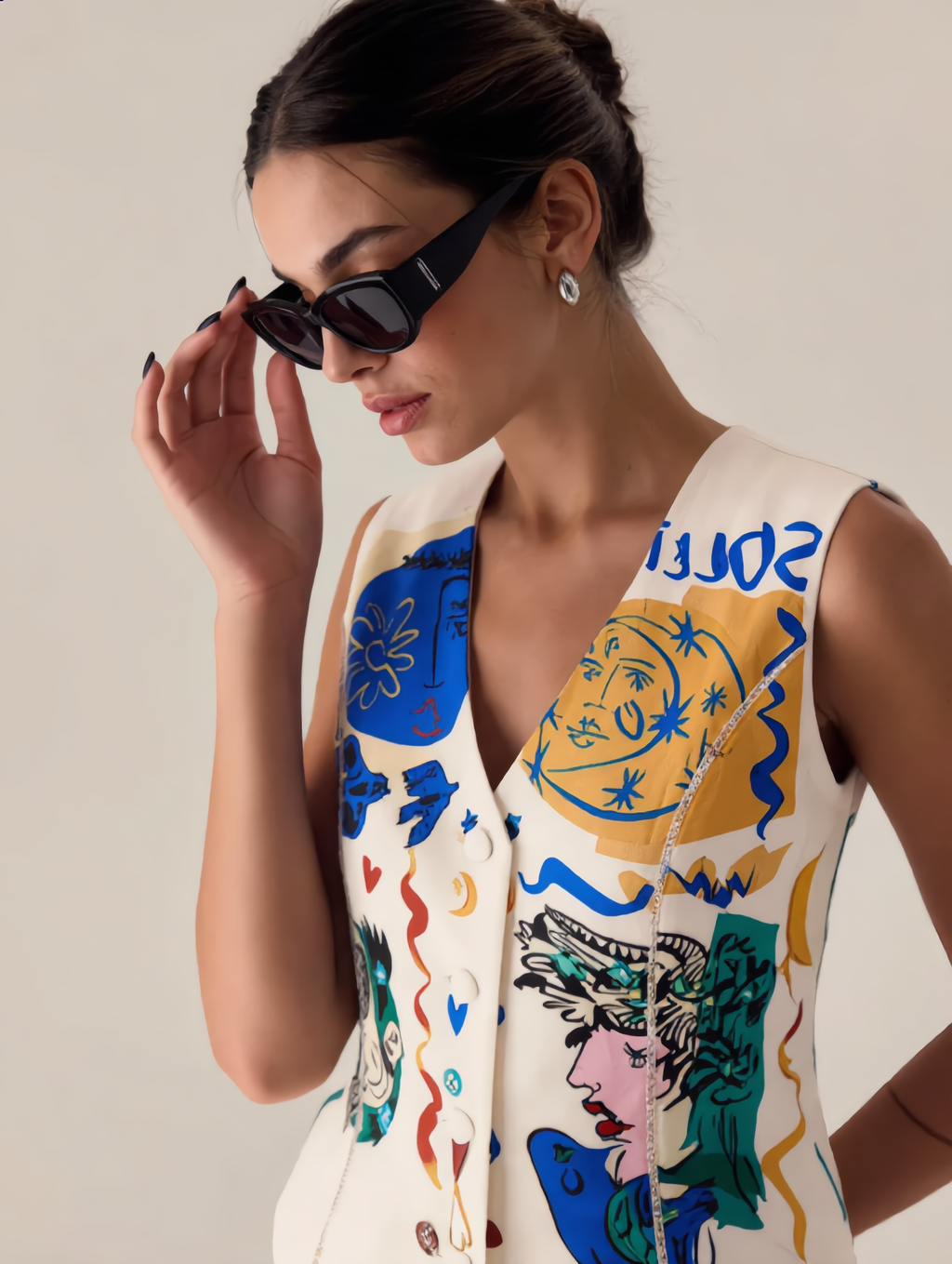 Abstract Art Print Vest & Shorts Set