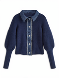 Panel Breasted Stretch Lapel Knit Top