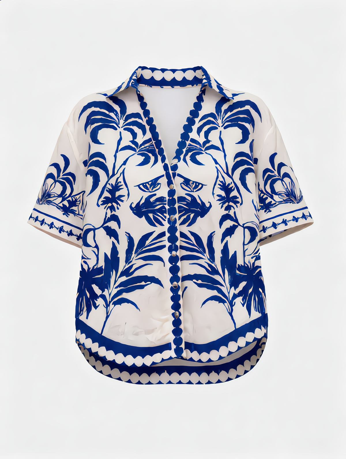 Palm Tree Print Shirt & Drawstring Shorts Set